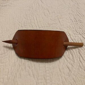 Brown Leather Hairpin